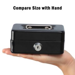 Locking Steel Mini Cash Box with Removable Coin Tray and Key Lock for Kids4.9…
