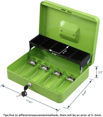 Locking Cash Box with Lock,Money Box with Cash Tray,Lock Safe Box with Key Money