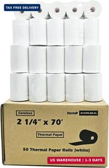 (50 Rolls Coreless) vx520 Special 2 1/4 x 70 thermal paper (2.25 inches x 70ft)
