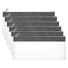 8.7×3.9 Inch Money Bags with Zipper, 6 Pcs Clear PVC Cash Pouch, Black