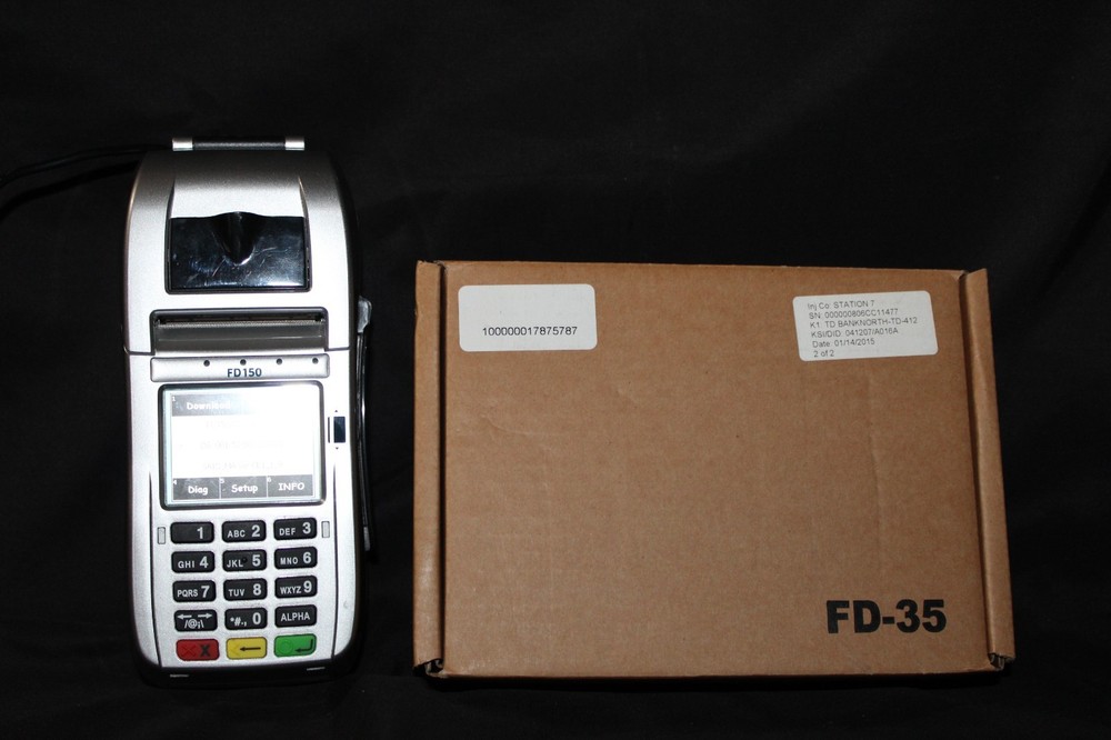 First Data FD150 Credit Card Machine with New in Box FD35 PIN pad Included