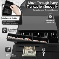 POS Cash Drawer Box w/5 Bill/5 Coin Tray Compatible with Star and Epson Printers