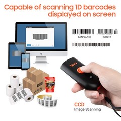 Tera Wireless Mini Pocket 1D Barcode Scanner 3-in-1 BT USB Wired & 2.4G Wireless
