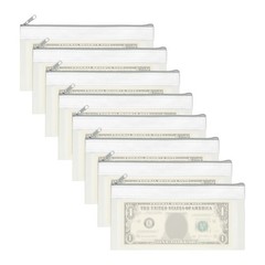 8.5×4 Inch Money Bags with Zipper, 8Pcs Clear Cash Pouch, White