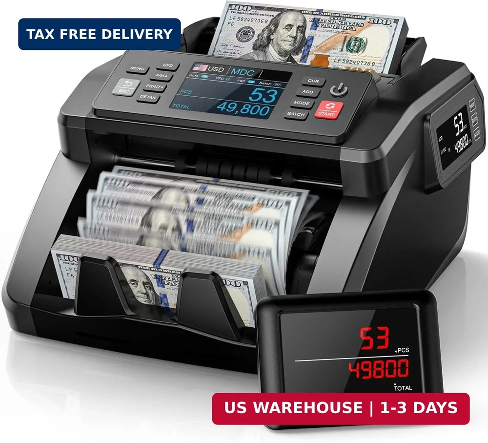 PONNOR N70 Mixed Denomination Money Counter Machine, Value Counting, Cash Counte