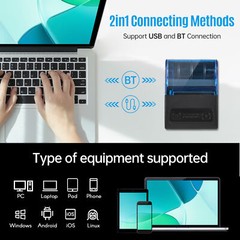 Bisofice Portable Thermal Printer 2 inch USB Receipt Bill Q9Z3