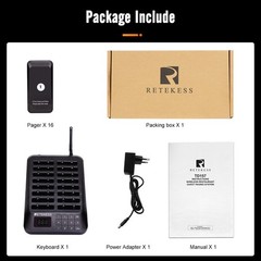 Retekess TD157 Restaurant Pager System Calling Queuing 16 Buzzers Touch Screen