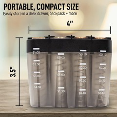 Nadex Desktop Coin Sorting Dispenser – Organizes, Stores, Dispenses Gray