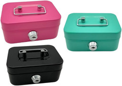 Metal Cash Box, 4.5″ X 3.35″ Small Cash Storage Box with Lockable Cover, Key Loc