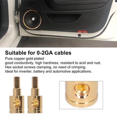 Fydun 2pcs 0GA Wire Reducer Terminal Connector 1/0 Gauge to 4 Gauge Wire Redu…