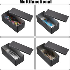 2 Packs Black Metal Cash Box Rectangular Money Organizer with Lid Currency Stora