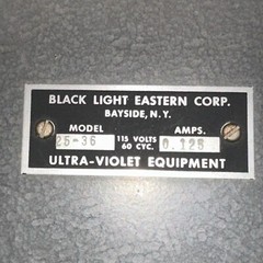 BLE Black Light Eastern Model 25-36 Ultraviolet Equipment – For Parts