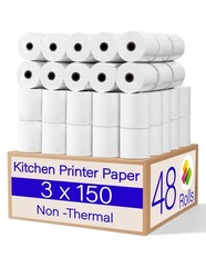 (48 Rolls) 1Ply Bond Receipt Paper Rolls 3 x 150 White Paper for Kitchen Impa…