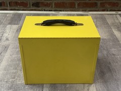 UNIQUE VINTAGE Yellow Oxford Metal Medication LOCKBOX-Antique