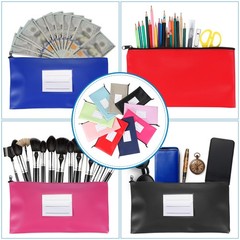 11×6 Inch Money Bags with Zipper, 2Pcs PU Leather Cash Pouch, Dark Gray