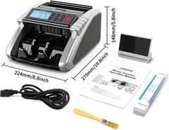 High-Speed Money Counter Machine with UV/MG/IR Counterfeit Detection – Silver