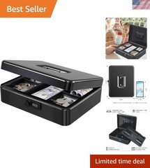 Metal Cash Box with Combination Lock – Portable Money Safe, 11.81″x9.45″
