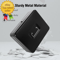 Cash Box with Money Tray and Key Lock Saving Lock Box with Money Tray Storage