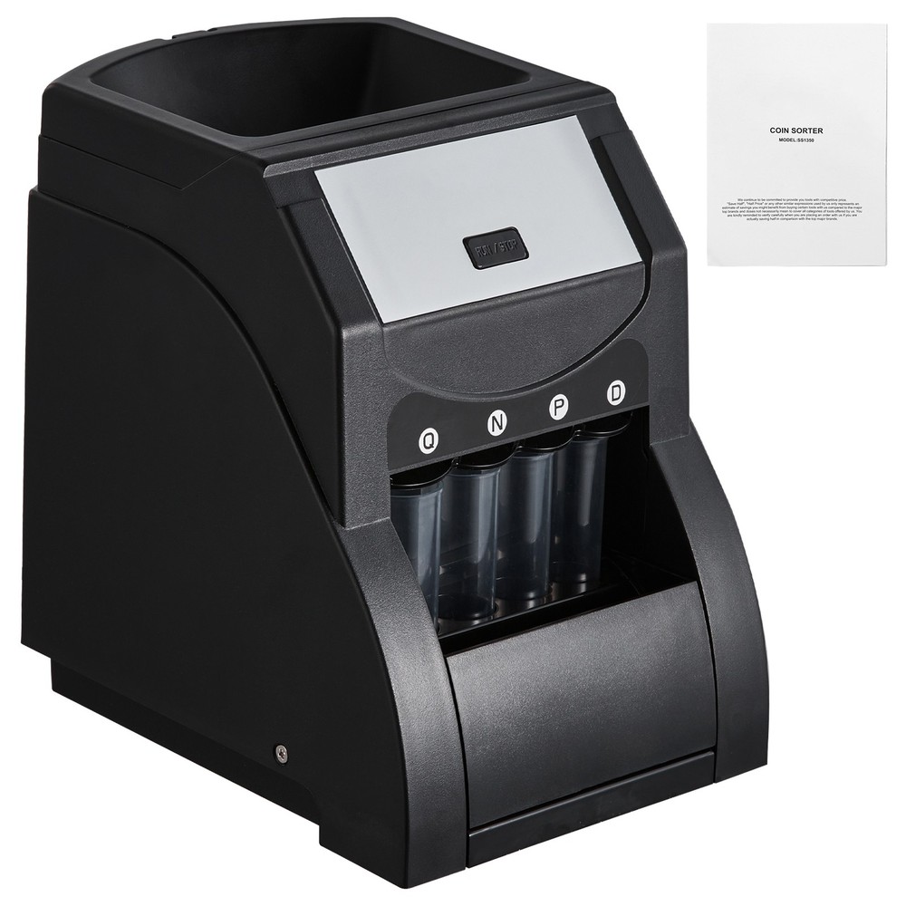 Uimoso Automatic Coin Sorter and Wrapper with 4 Coin Tubes, 230 Coins/Min