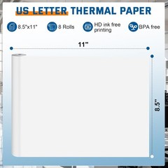 Thermal Printer Paper 8.5”x11” US Letter Size, 4 Rolls BPA free Quick-Dry Ther