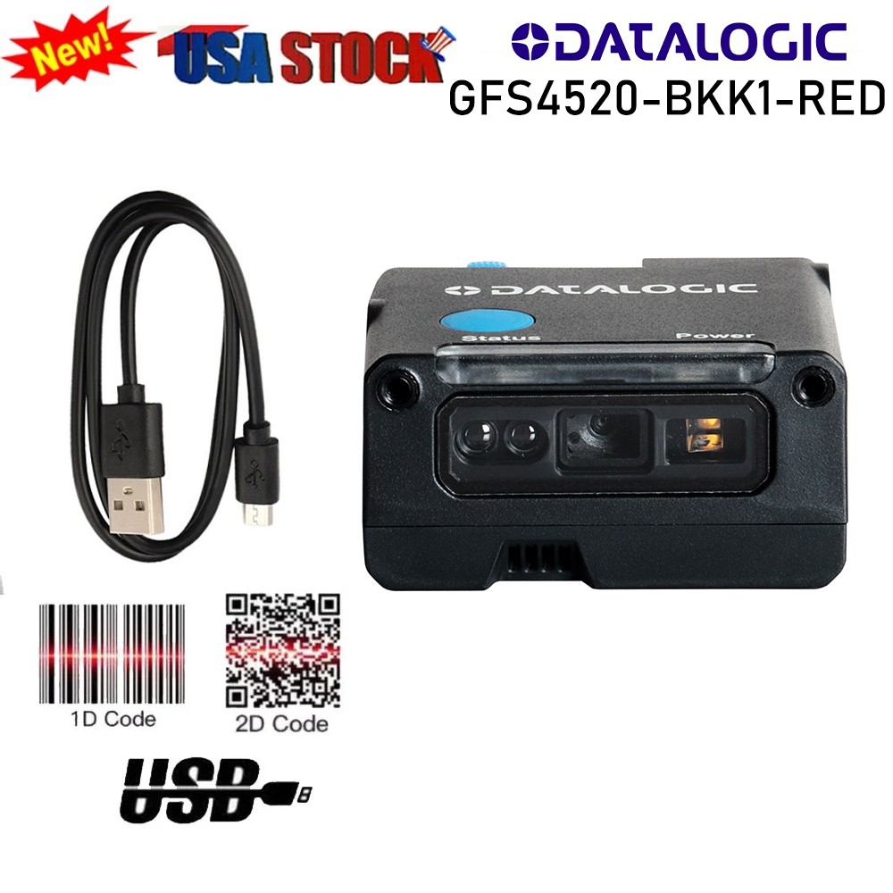 Datalogic GFS4520-BKK1-RED 1D 2D USB Fixed Imager Barcode Scanner With Cable