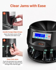 VEVOR Coin Counter Machine 5 Denominations USD Coin Sorter 225 Coins/Min LCD