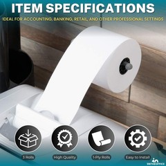 Adding Machine/Calculator Roll, 16 lb, 1/2″ Core, 2-1/4″ x 150 ft, White (3)