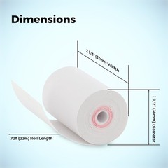 2 1/4” x 72 ft Coreless Thermal Paper Receipt Rolls for Poynt C Smart Termina…