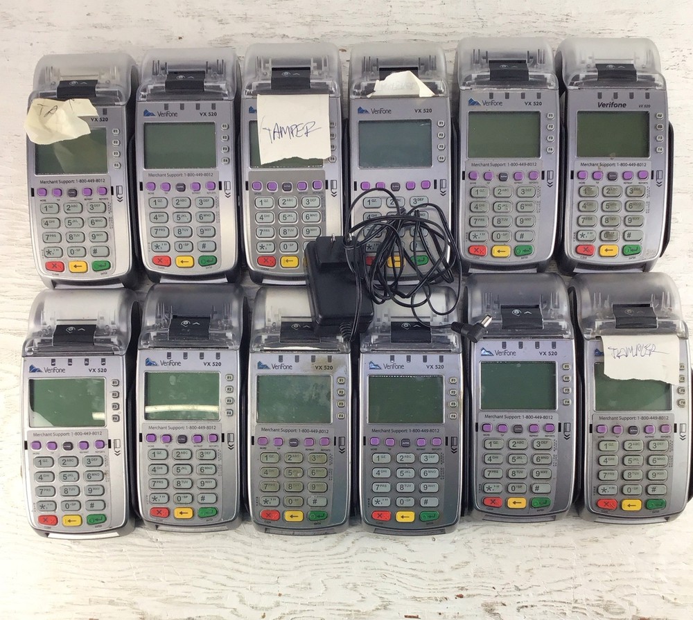 Lot Of 12 VeriFone VX520 Card Reader POS Systems 7 Tampered 5 Working
