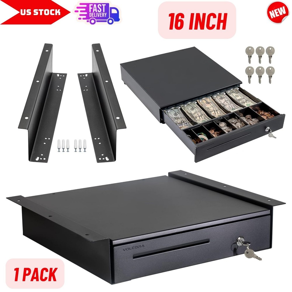 16″ Cash Register Drawer Under Counter Mounting Bracket 5 Bill 6 Coin Cash Tray