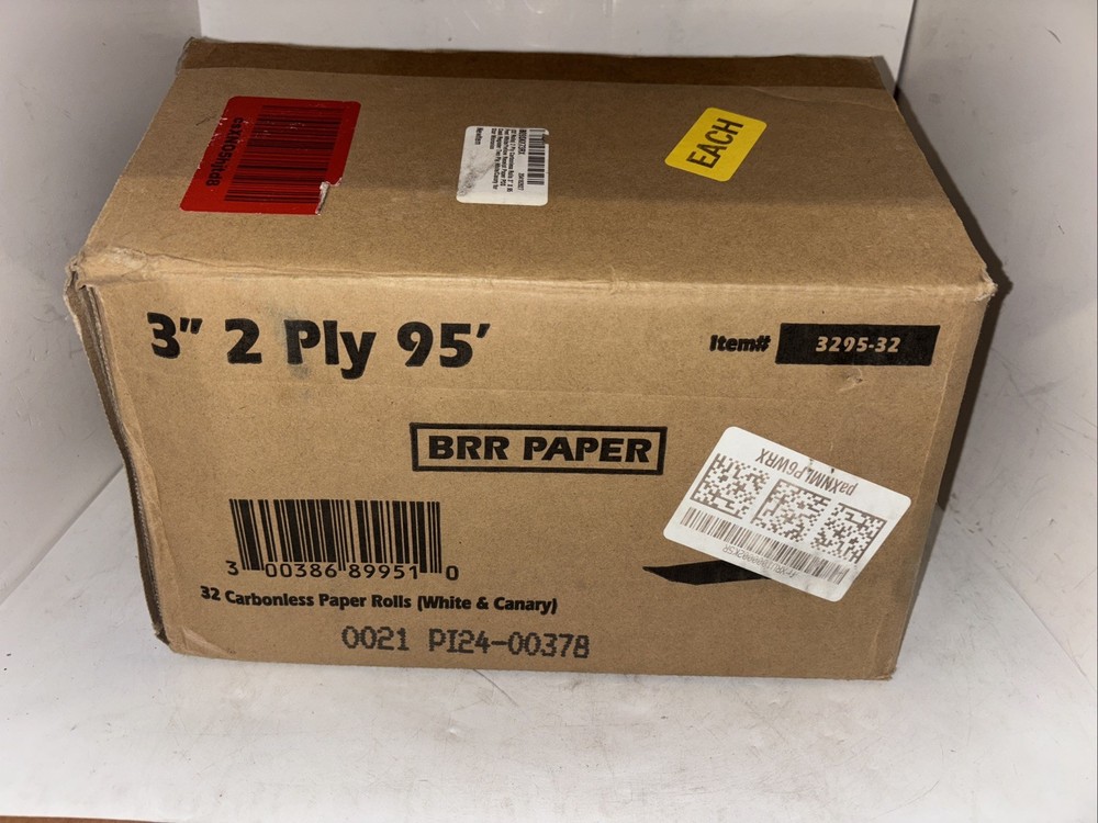 Case 32 Rolls 2 Ply Carbonless Rolls 3″ X 95 Feet White/Yellow Receipt Paper POS