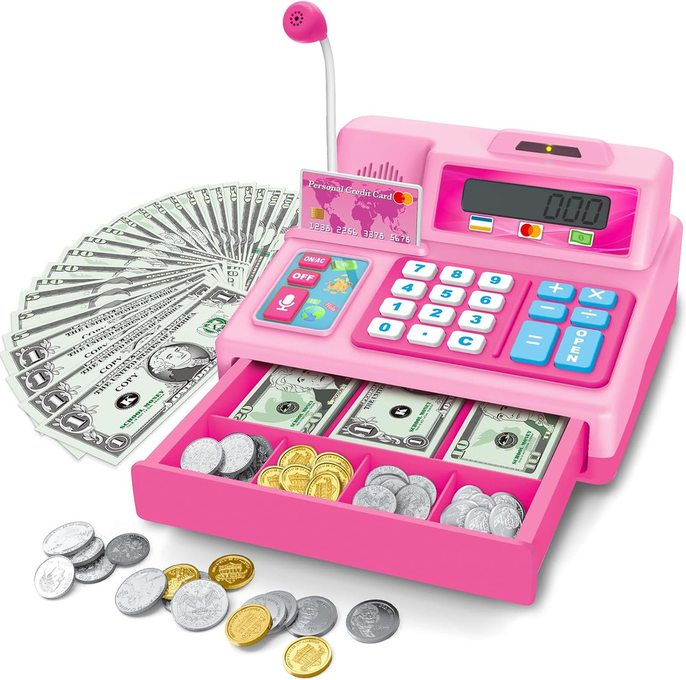 Calculator Cash Register Toy Gift for Kids Age 3, 4, 5, 6, 7, 8+ Year Old, 103 P
