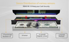 Ribao BC-55 Mixed Denomination Bill Counter 2 CIS UV MG IR Counterfeit Detection