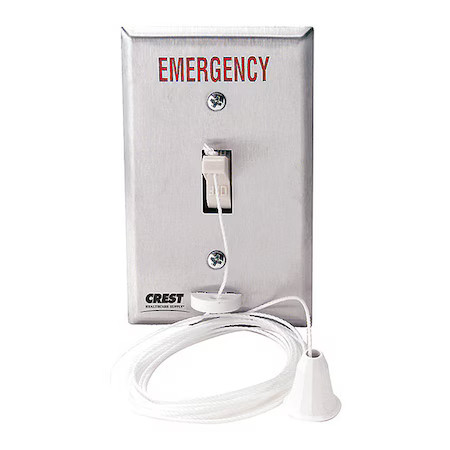 CREST HEALTHCARE 4303-FE Pullcord Station, 12-120 V, 15A, 1-Gang