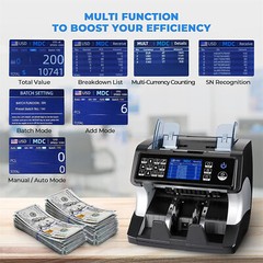 MUNBYN Bank Grade Mixed Money Counter Counterfeit Detection Bill Value Counter