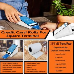 10 Rolls 2 1/4 x 55 Thermal Paper Receipt Rolls for Square Terminal 48 GSM