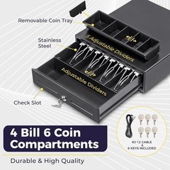 Secure Key-Lock Cash Register Drawer for Small Businesses