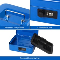Small Cash Box with Combination Lock Metal Money Box for Cash Lock Box with M…