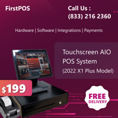 FirstPOS 15in Touch Screen POS Cash Register Till System