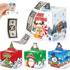 Christmas Money Box Cash Gift Pull Tree Snowman Santa Elk Surprise Merry 4 Pack