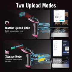 1D Barcode Scanner Wireless USB Wired Handheld Reader Pink Tera 5100