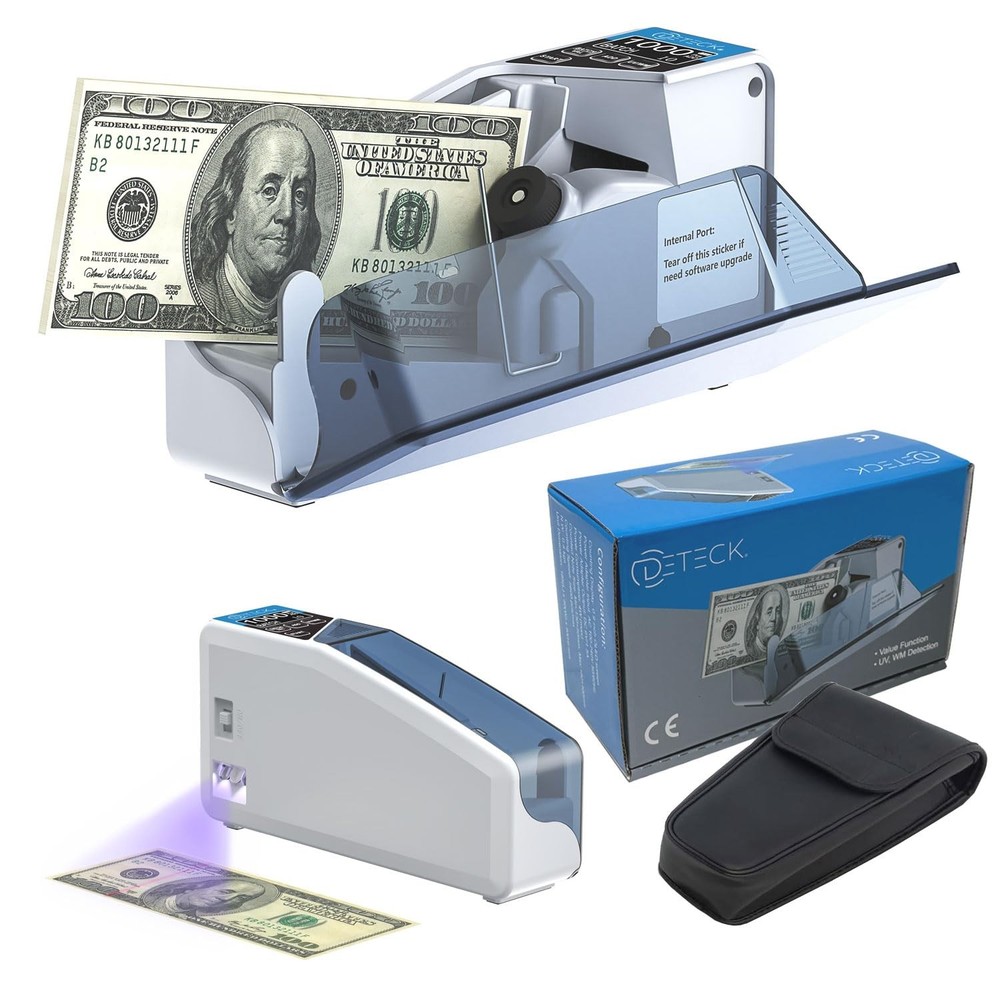 DETECK DT5S Portable Money Counter Machine with Counterfeit Light Grey
