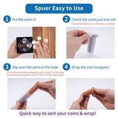4-in-1 Coin Counter and Sorter Tube Set with Holder,Piggy Bank Penny Nickel…