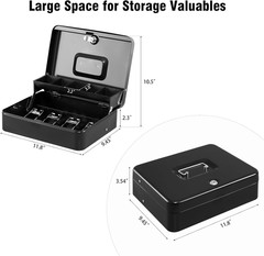Locking Cash Box with Top Lock,Money Box with Cash Tray,4 Bill/5 Coin Slots,Lock