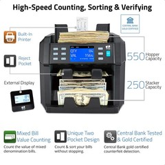 ZZap NC70 Mixed Denomination Bill Counter/2 Pocket Sorter/Counterfeit Detecto…
