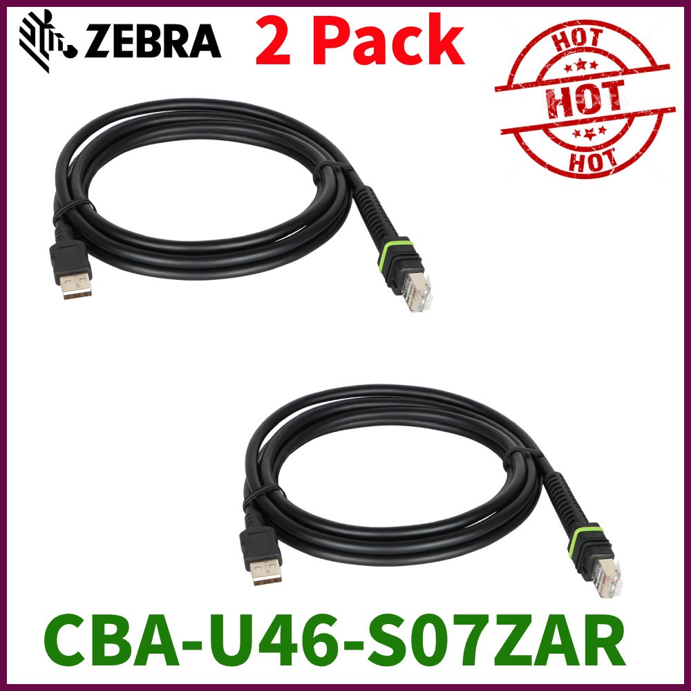 2 Pack Zebra USB Data Transfer Cable CBA-U46-S07ZAR DS3608 Li3608