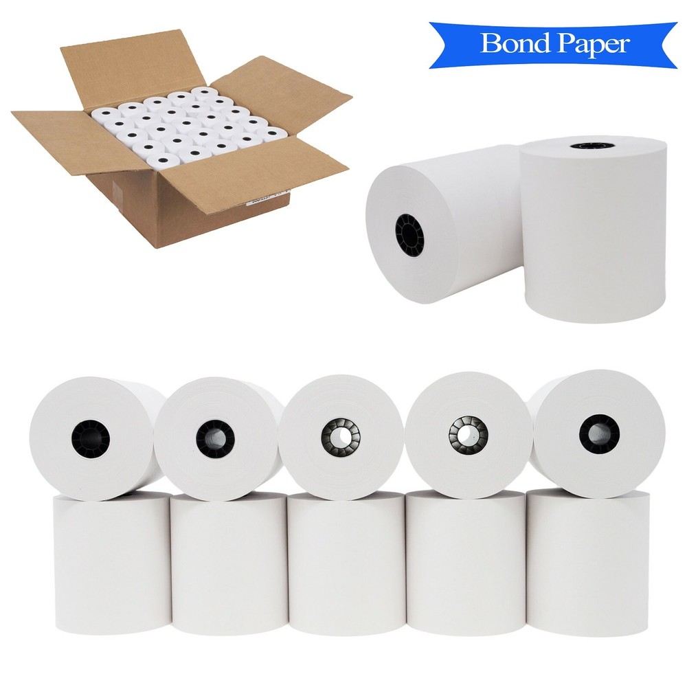 Bond Paper Rolls 3″ x 150′ single ply Case of 50 rolls Brand New Register Rolls