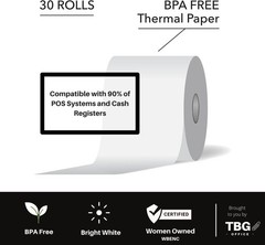 Thermal Printer Paper – 3 1/8″ x 230′ – BPA-Free – 30 Rolls