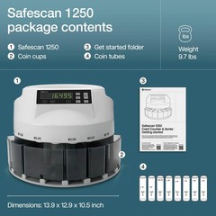 Safescan 1250 Commercial USD Coin Counting Sorting Counter Sorter