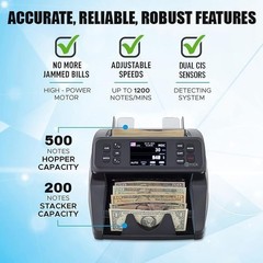 DETECK DT600 Bank Grade Money Counter Machine Mixed Denomination Value Counting